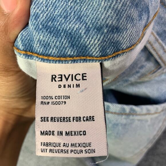 NWT REVICE Women's Yin Yang Two Tone Denim Zippered Raw Hem Shorts‎ Size 27 - Picture 10 of 11